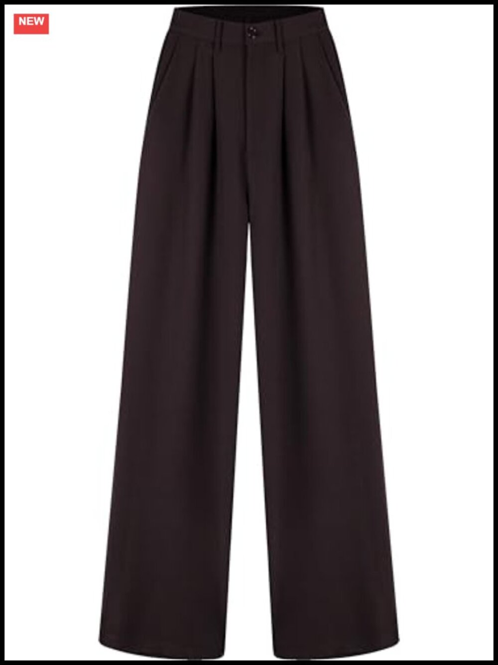 High Waist Straight Leg Dress Pants with Belt Loops Pleated Slant Pockets